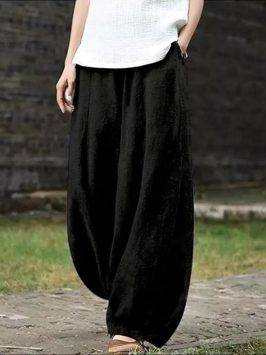 Casual Plain Drawstring Pocket Pants
