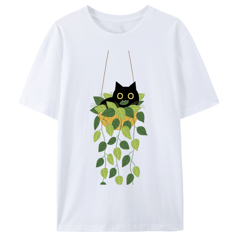 Cuddlefurry™ | Black Cat And Plants Classic T-Shirt