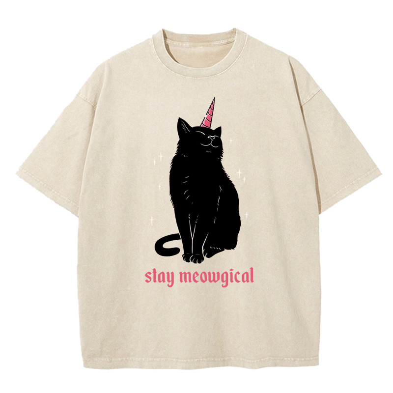 Cuddlefurry™ | Stay Meowgical Washed T-Shirt
