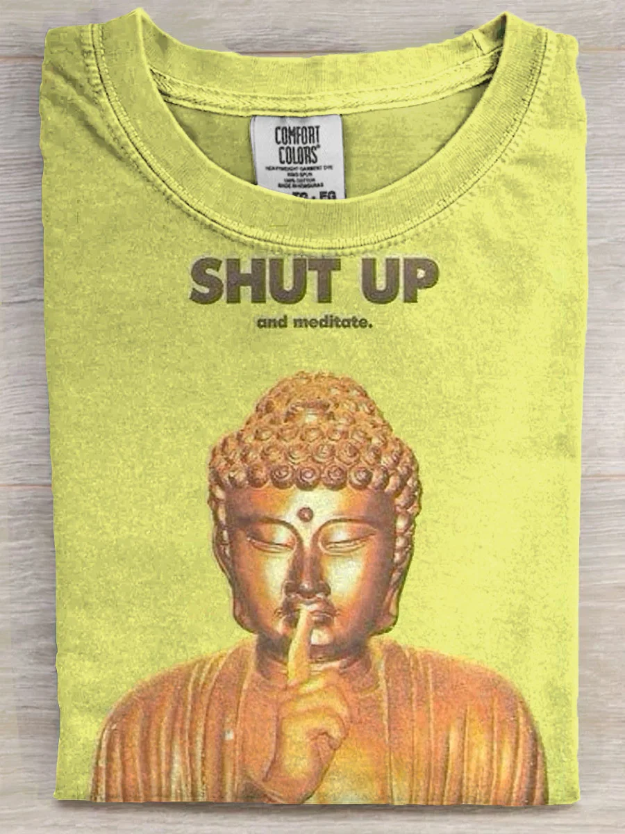 Shut Up And Meditate Art Print Casual Short Sleeve T-shirt