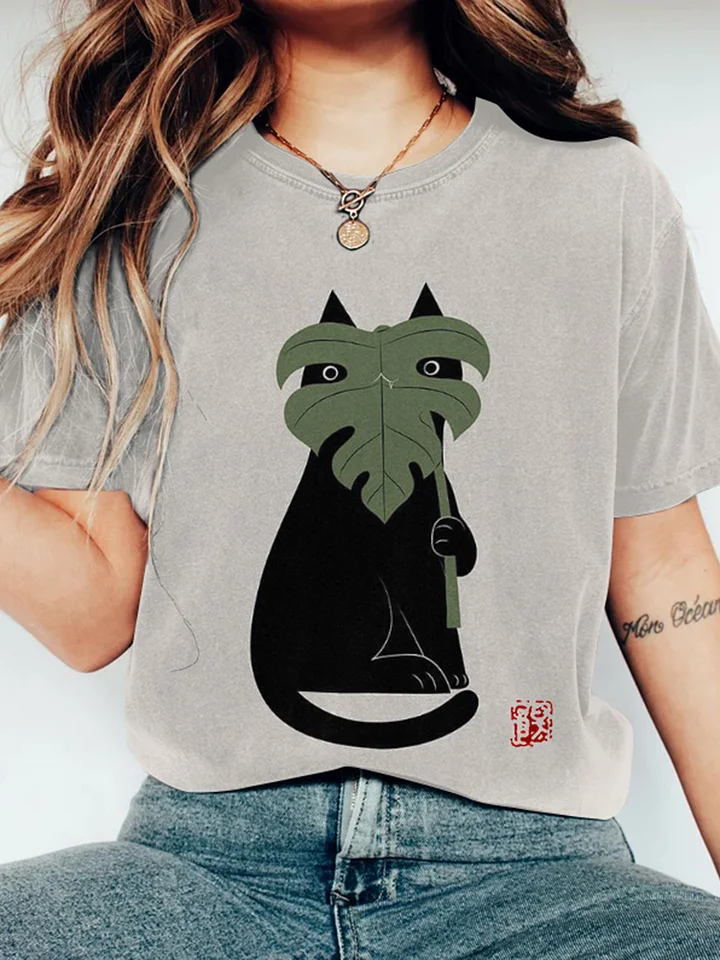 Abstract Creative Cute Cat Look At U Painting Art T-Shirt