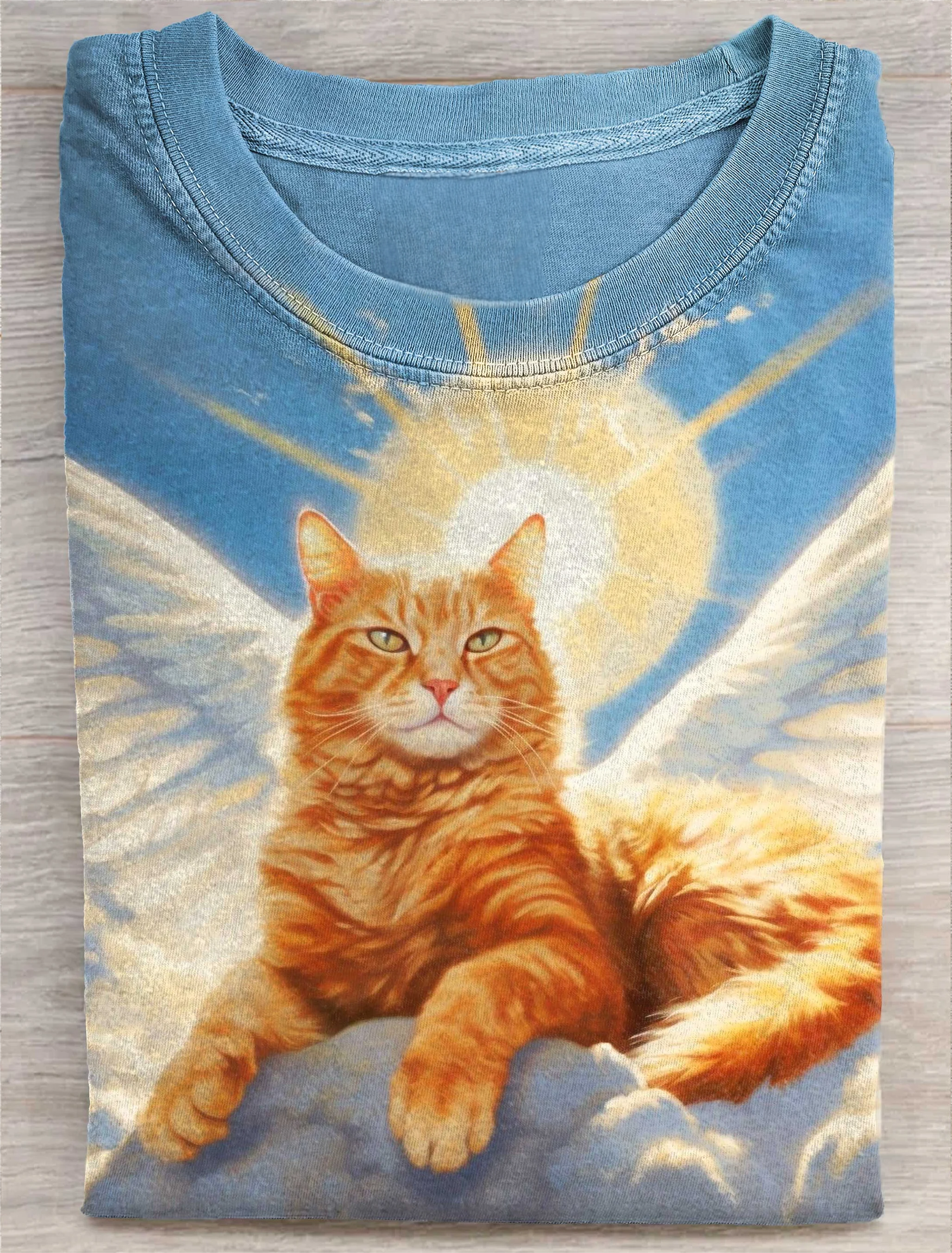Angle Cat Art Print Casual Short Sleeve T-shirt