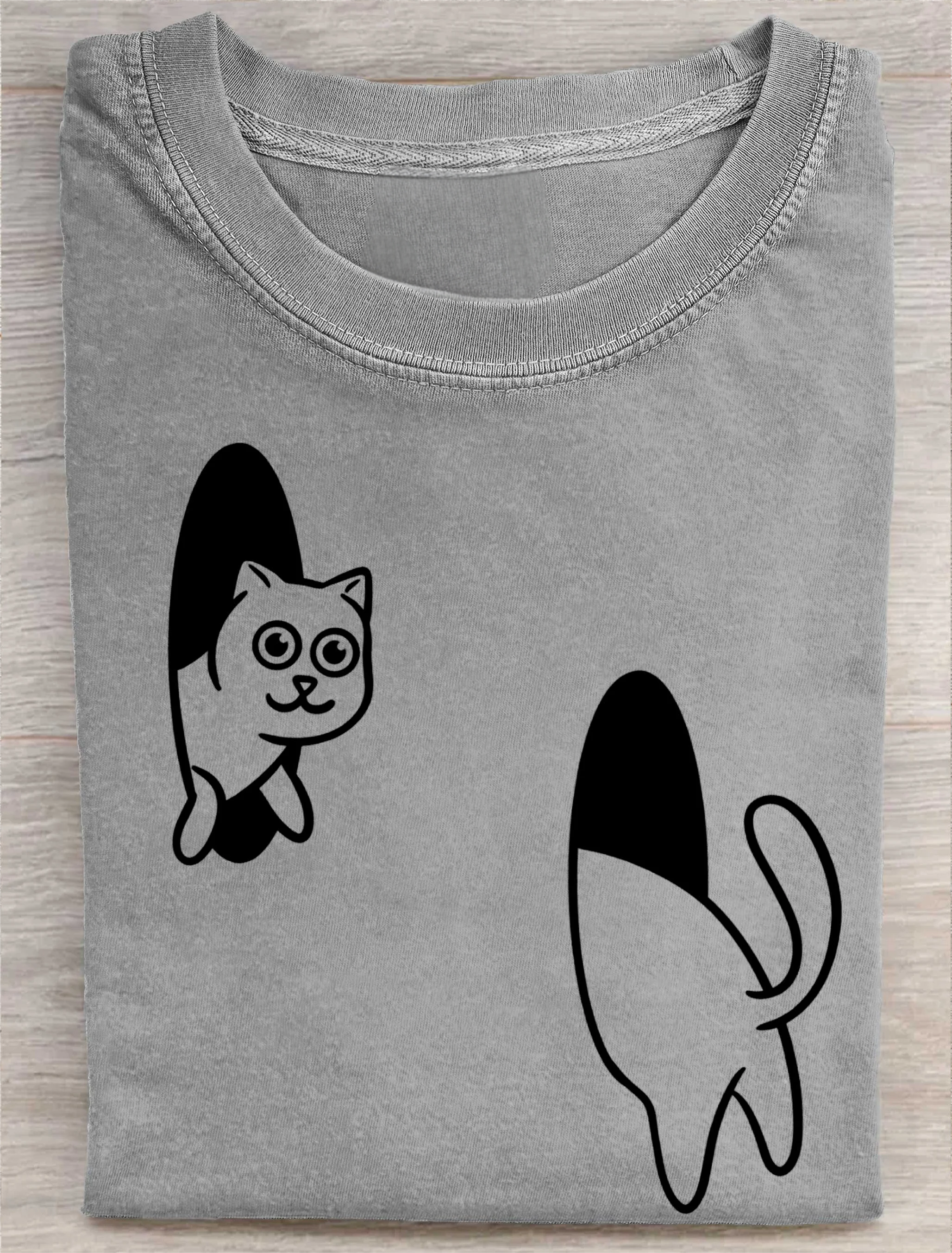 Cat Portal Art Print Casual Short Sleeve T-shirt