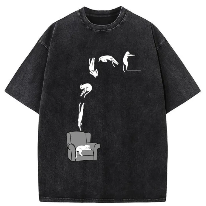 Chillteelab™ | Diving Details Cat Washed T-Shirt
