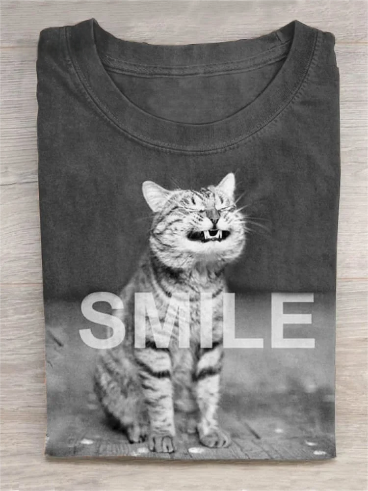 Funny Cat Art Design Print T-shirt