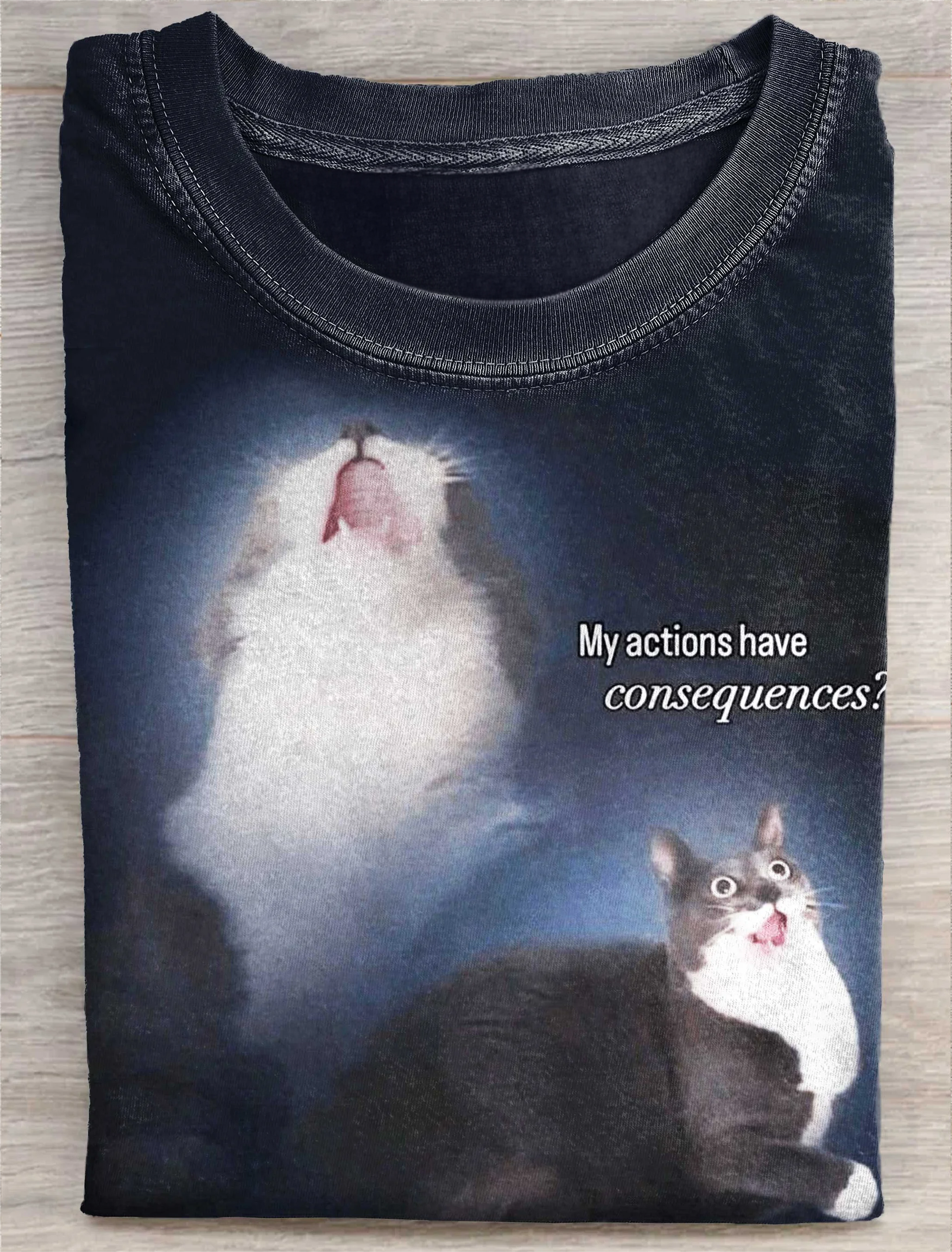 Funny Cat Art Print Casual Short Sleeve T-shirt