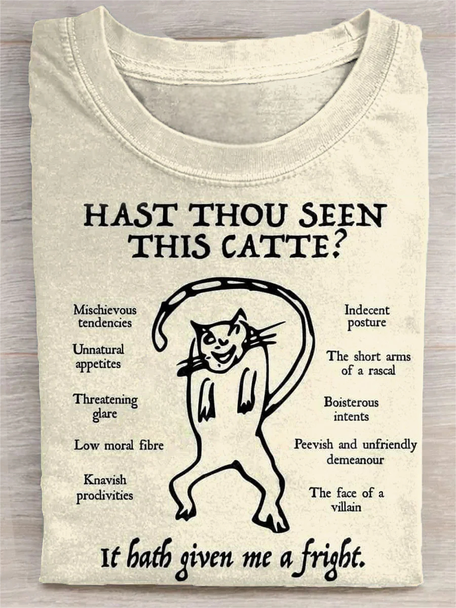 Funny Cat Art Print Casaul Short Sleeve T-shirt
