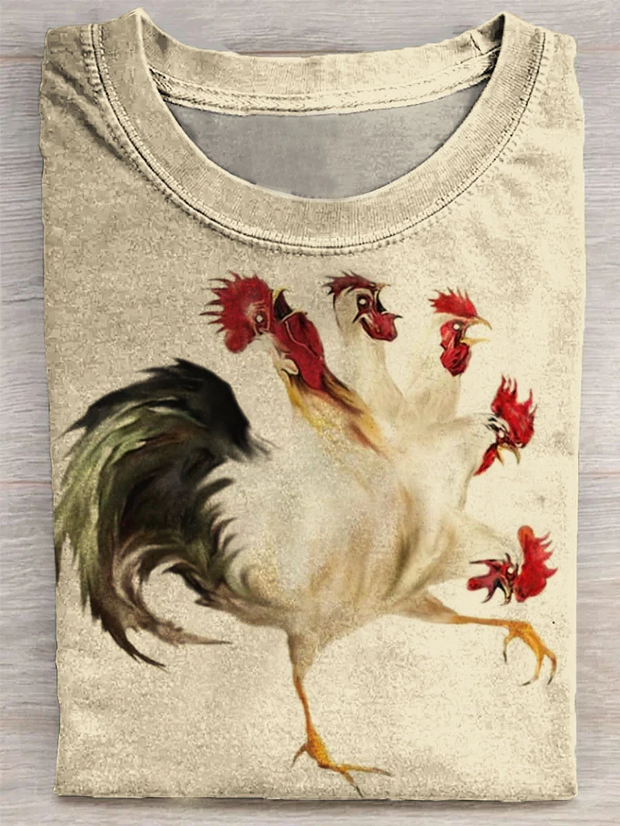 Funny Chicken Printed Short-sleeved T-shirt