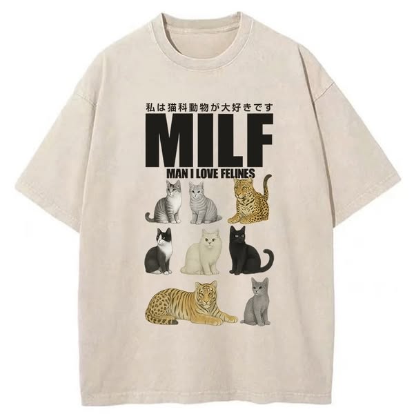 Chillteelab™ | Funny Man I Love Felines Washed T-Shirt