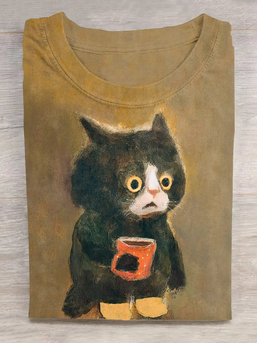 Kitten With A Teacup Art Print Casual T-shirt