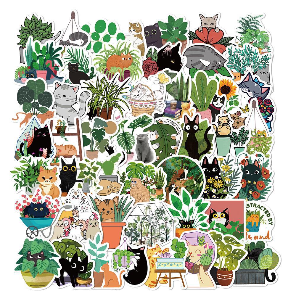Cats And Plants Stickers 50 PCS