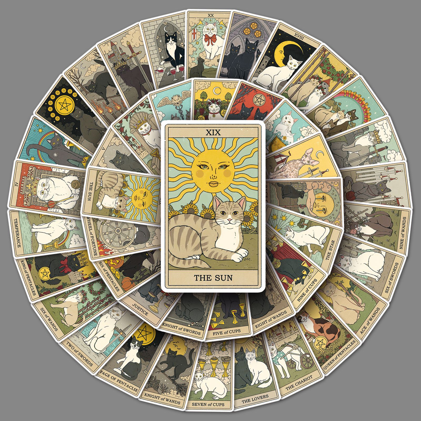 Cat Tarot Stickers 78 PCS