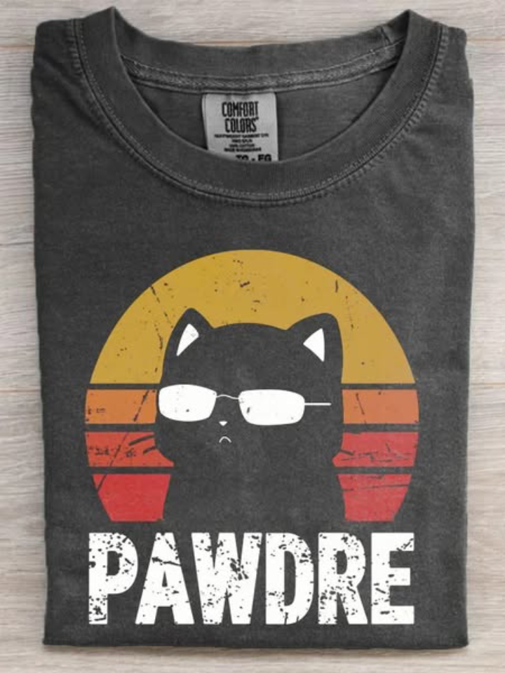 Pawdre Cat Dad Art Print Casual Short Sleeve T-shirt