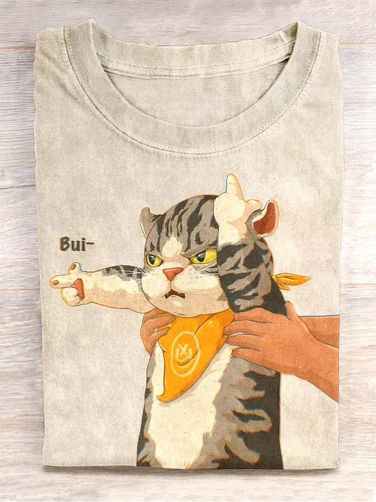 Unisex Funny Cat Printed Casual Short Sleeve T-Shirt