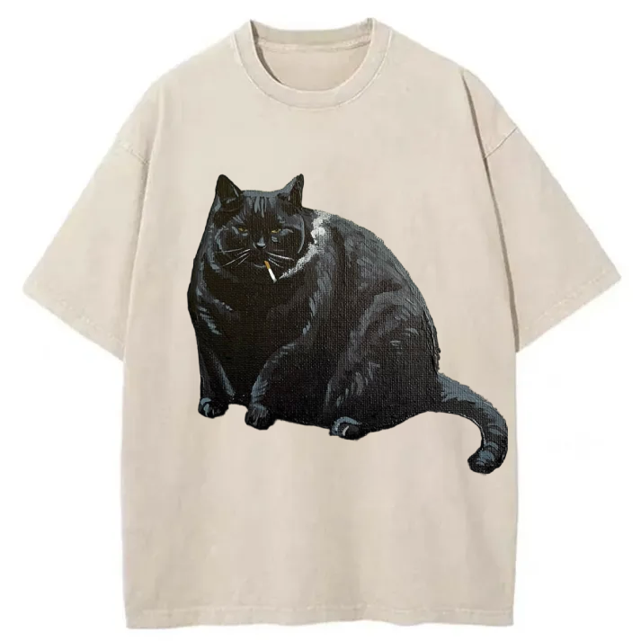 Chillteelab™ | Funny Fat Cat Washed T-Shirt