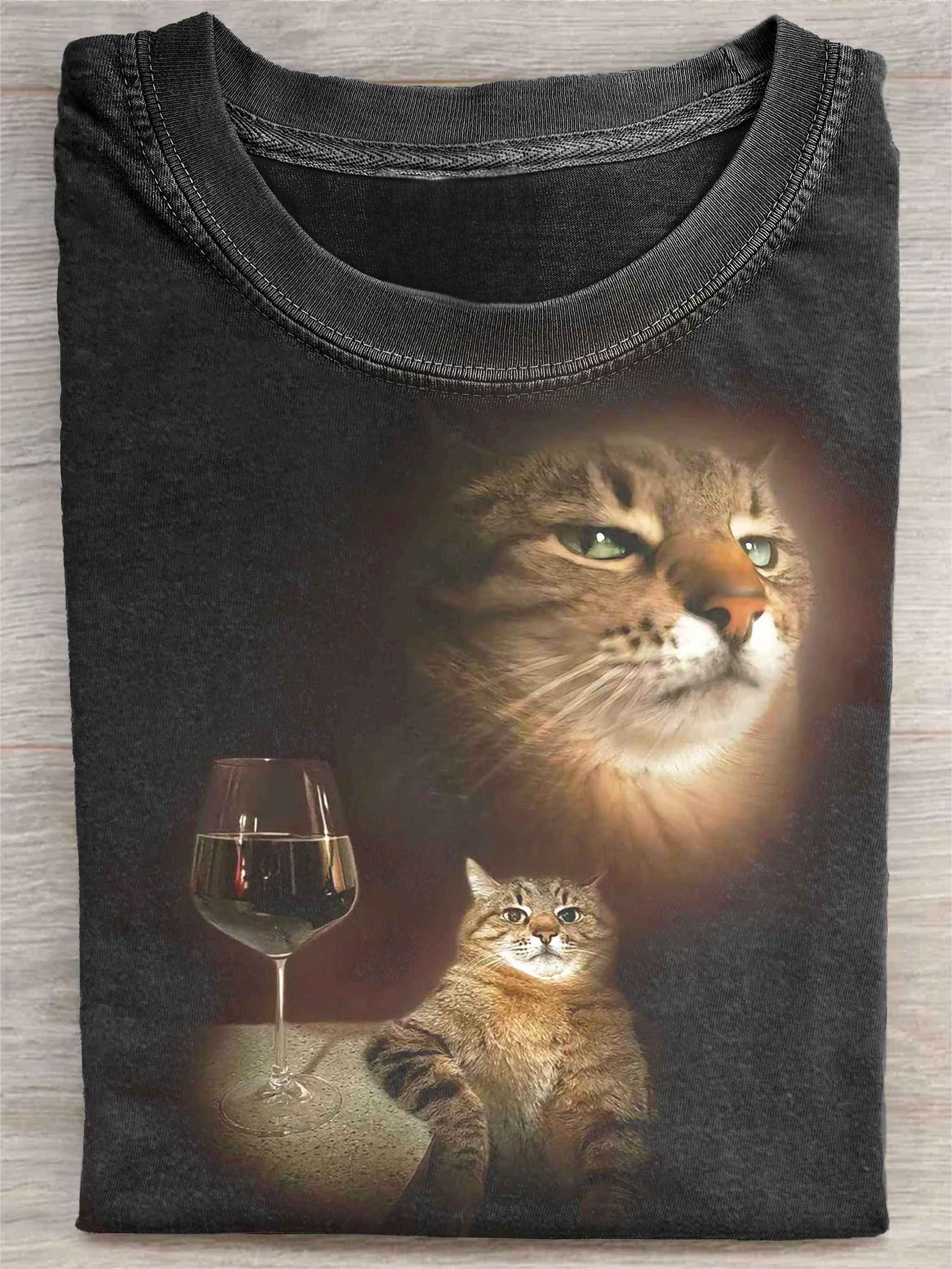 Funny Cat Art Print Casual Short Sleeve T-shirt