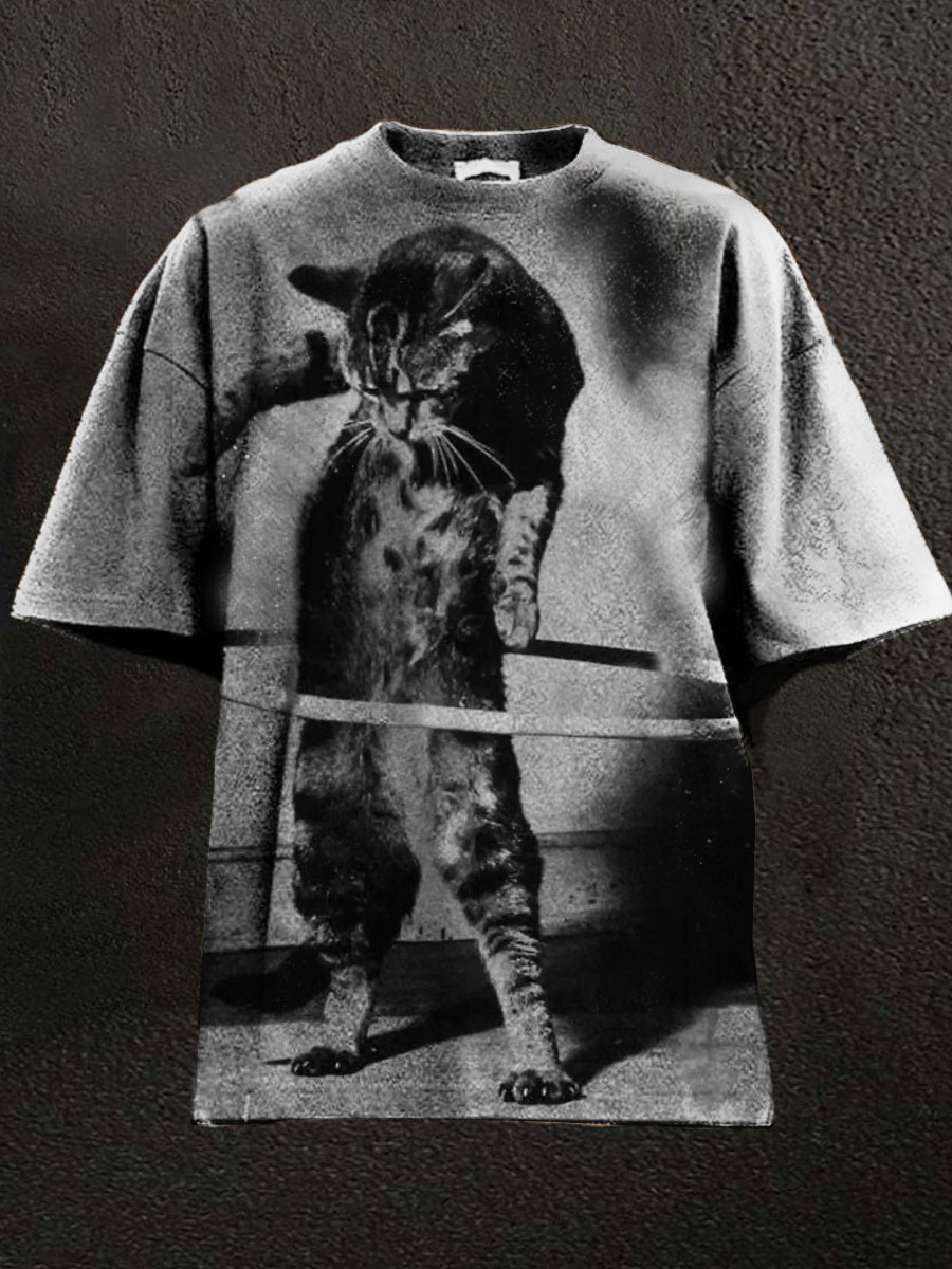 Funny Cat Print Casual T-shirt
