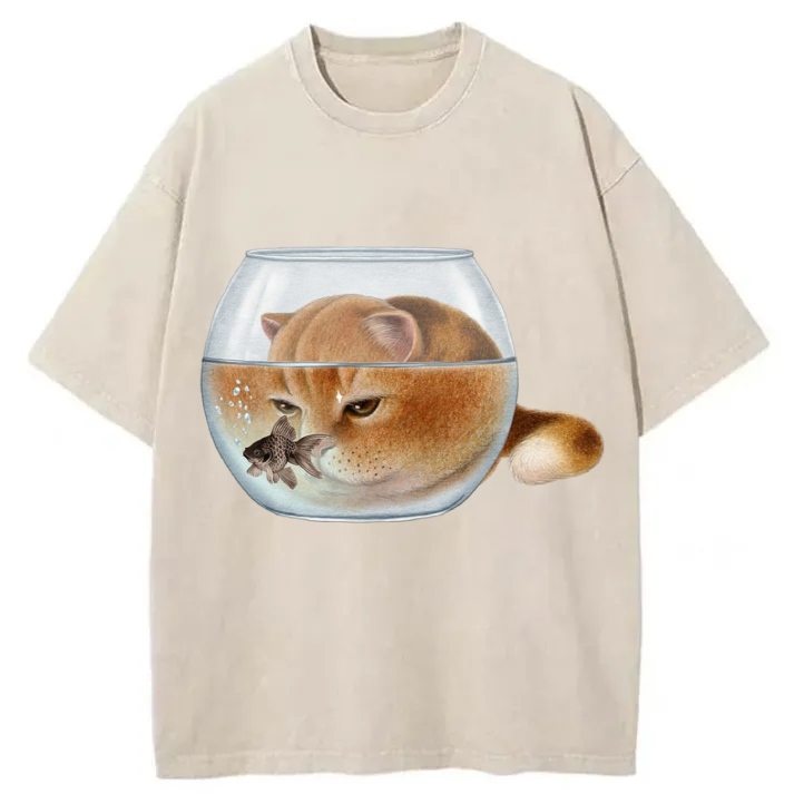 Chillteelab™ | Funny Fat Cat Washed T-Shirt