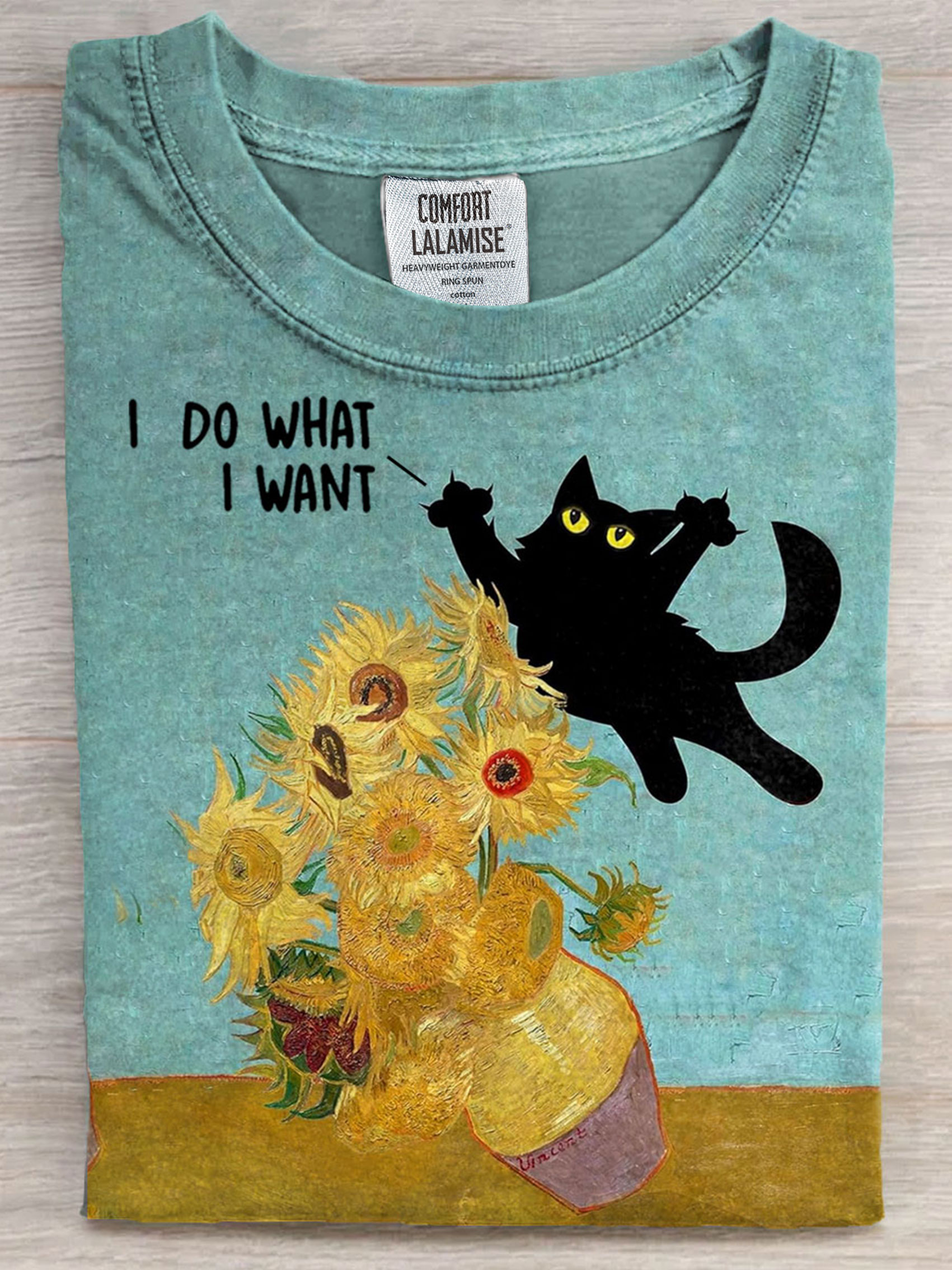 I Do What I Want Funny Cat Art Print Casual Short Sleeve T-shirt
