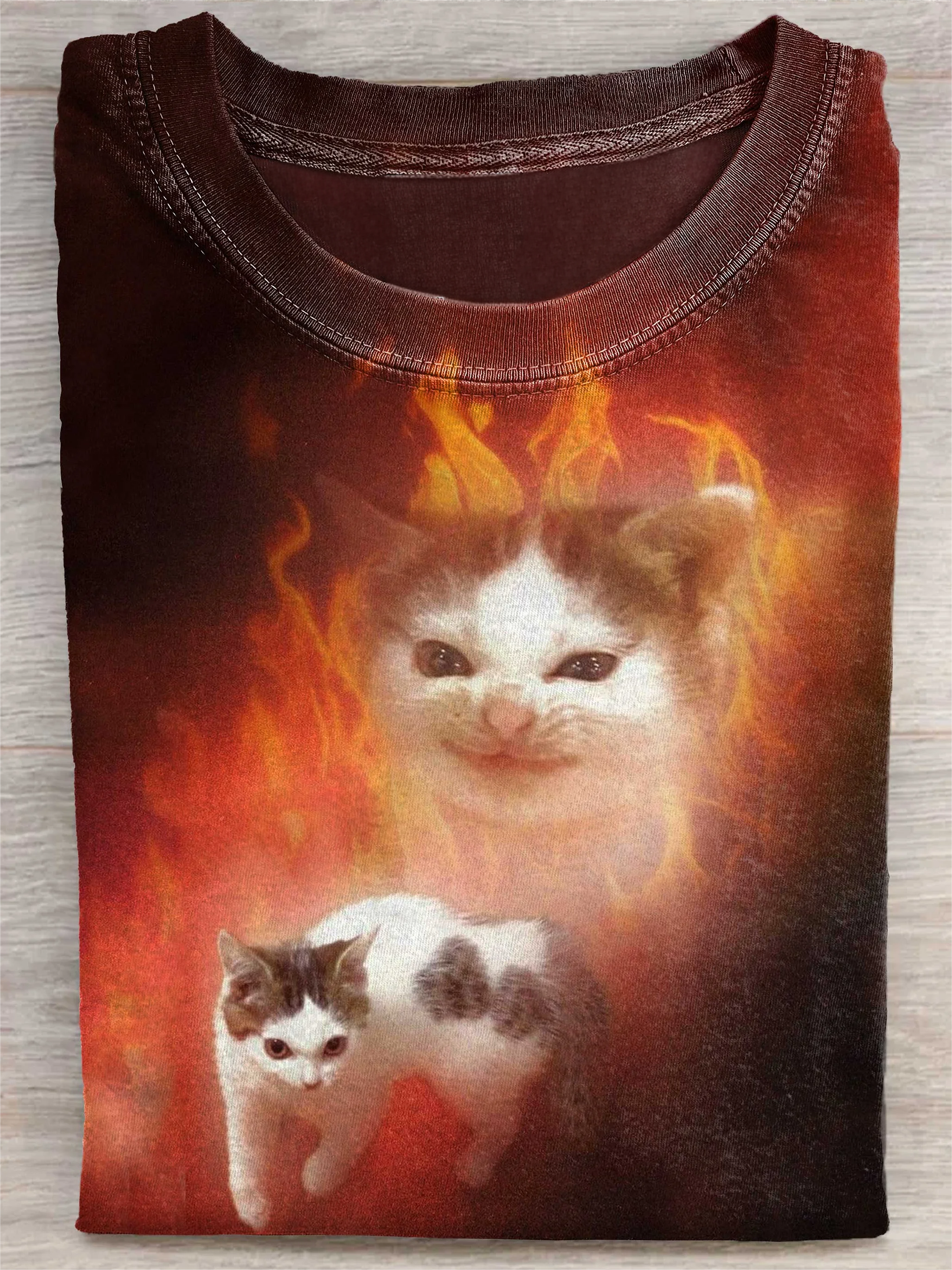Funny Cat Art Print Casual Short Sleeve T-shirt