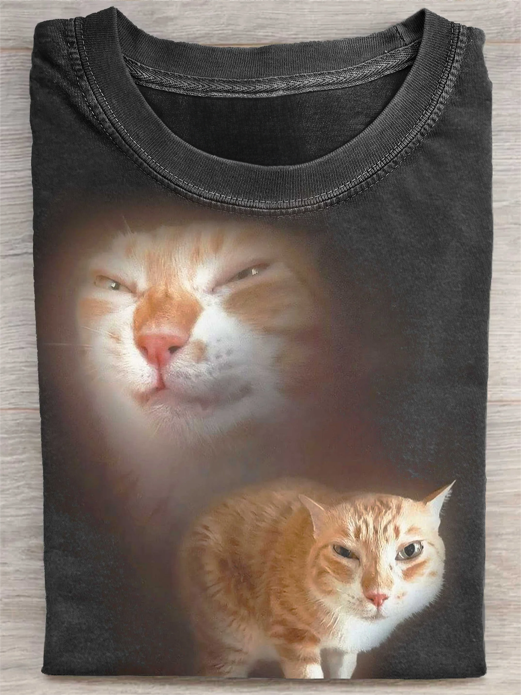 Funny Cat Art Print Casual Short Sleeve T-shirt