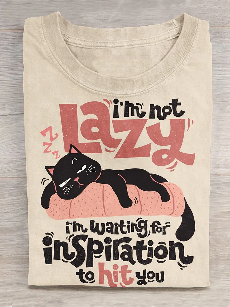Funny Cat Print Casual Short Sleeve T-Shirt