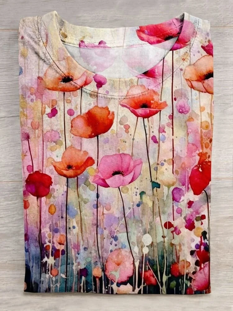 Poppies Painting Art Print Casual T-Shirt