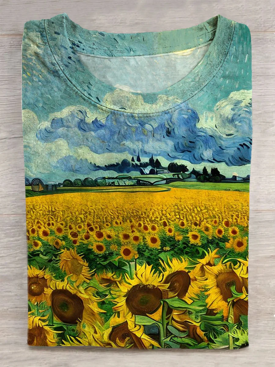 Sunflower Painting Art Abstract Print T-Shirt