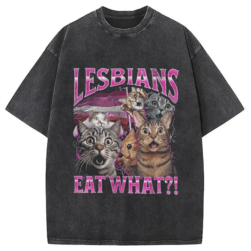 Chillteelab™ | Lesbians Eat What?! Funny Washed T-Shirt