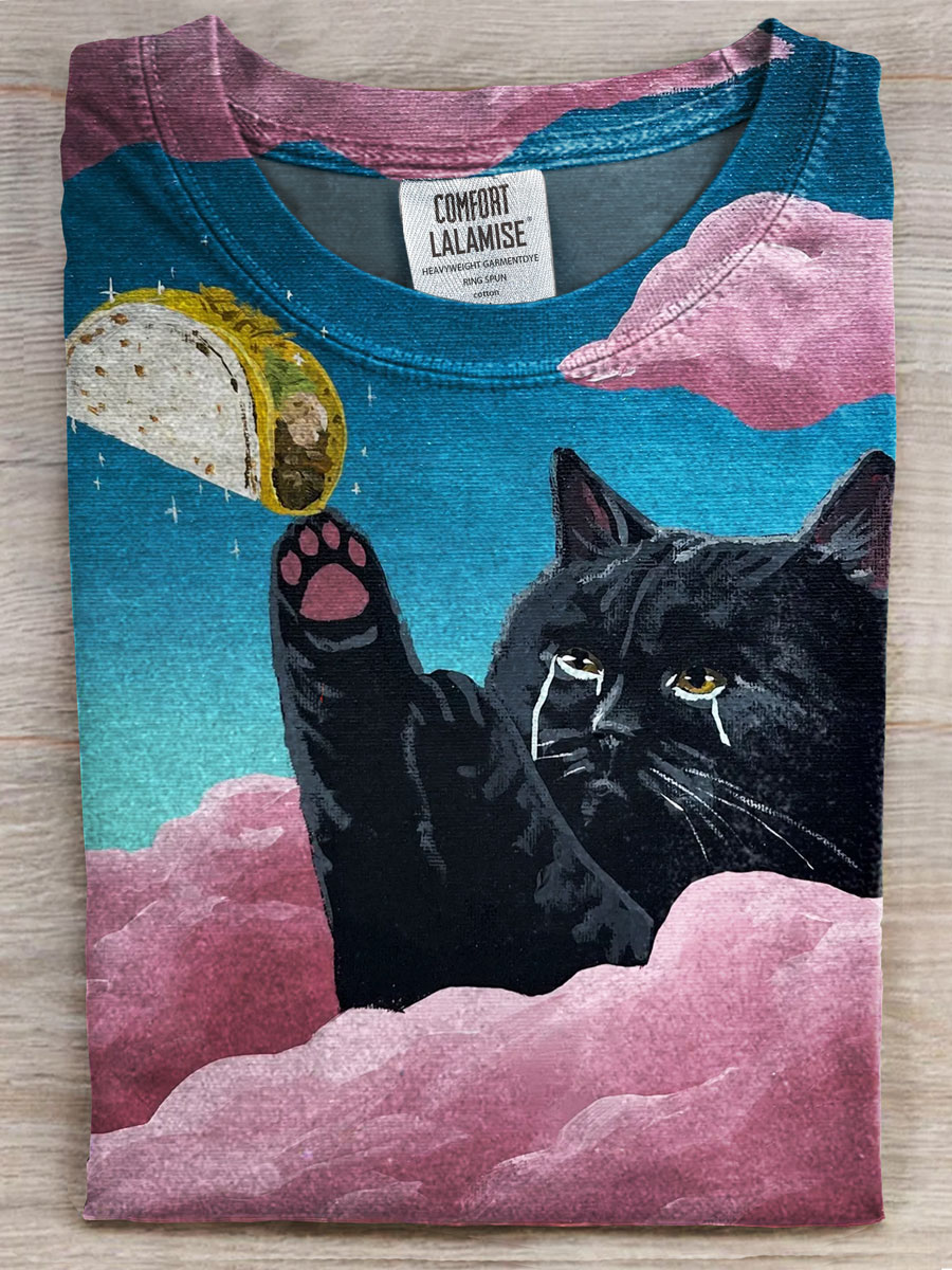 Funny Cat Print Casual T-shirt