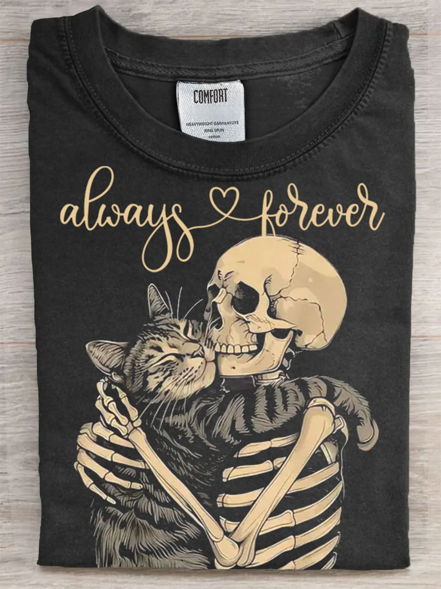Me And My Cat Always And Forever Art Print Casual Short Sleeve T-shirt
