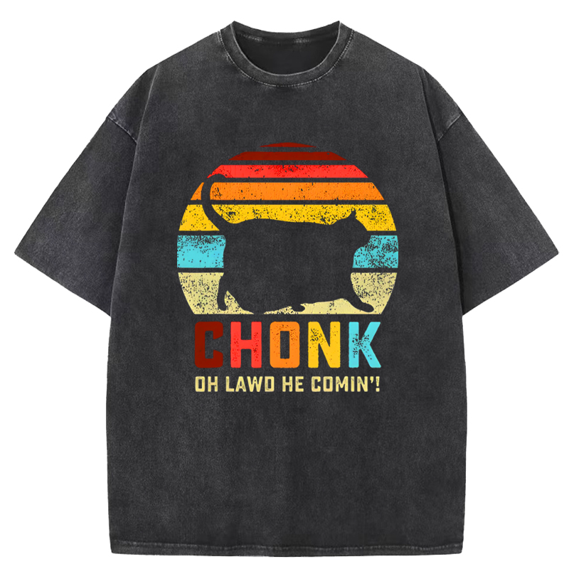 Cuddlefurry™ | Chonk Cat Scale Meme Washed T-Shirt