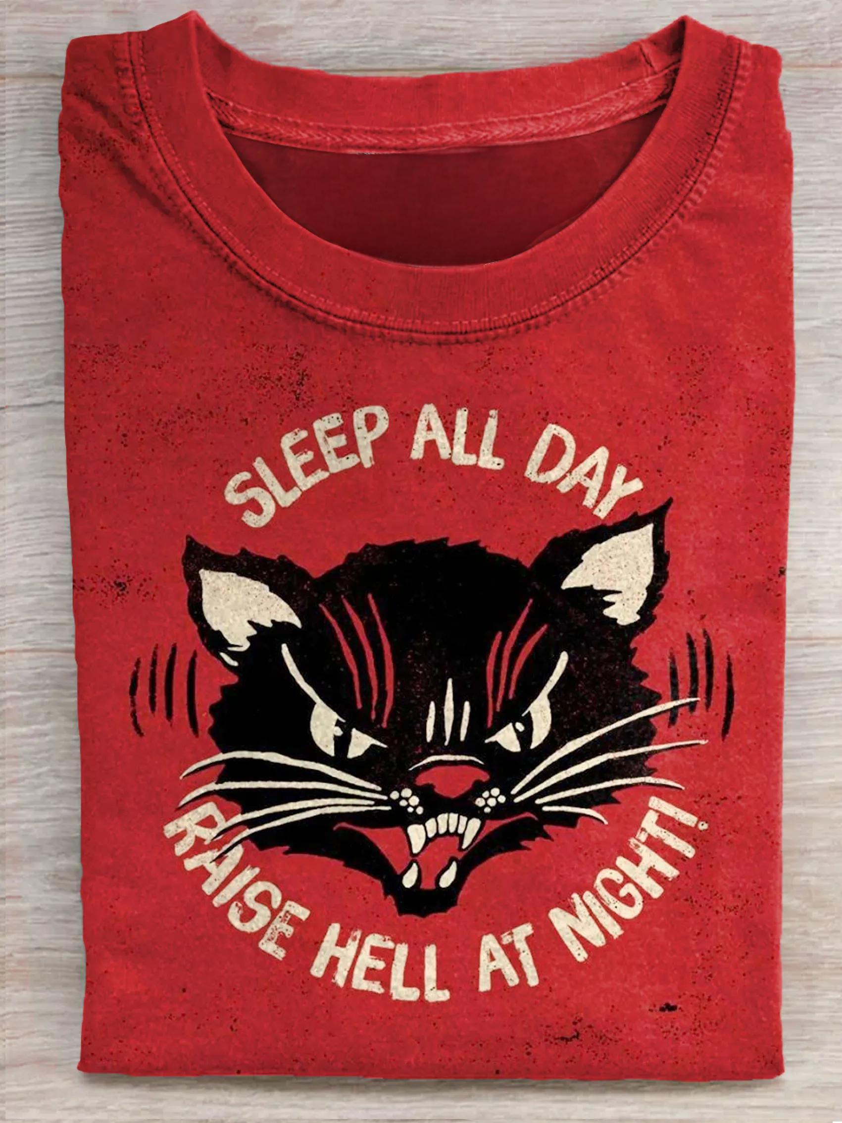 Funny Cat Art Print Casual Short Sleeve T-shirt