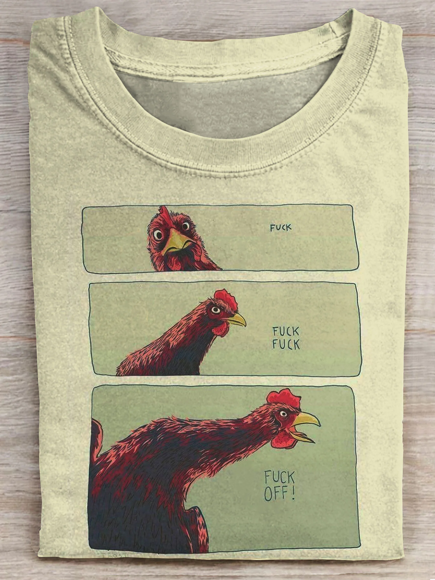 Chicken Funny Art Print Casaul T-shirt