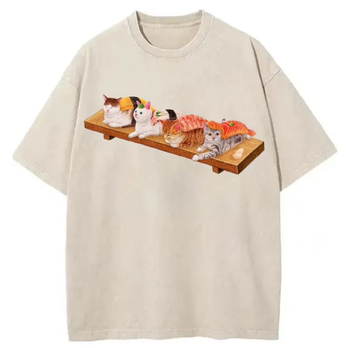 Chillteelab™ | Cat Sushi Washed T-Shirt