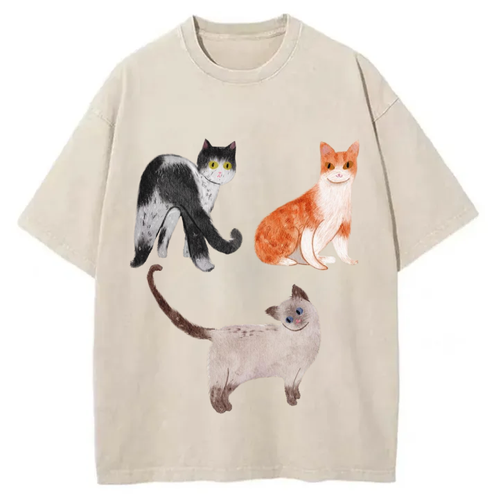 Chillteelab™ | Cute Cats Washed T-Shirt