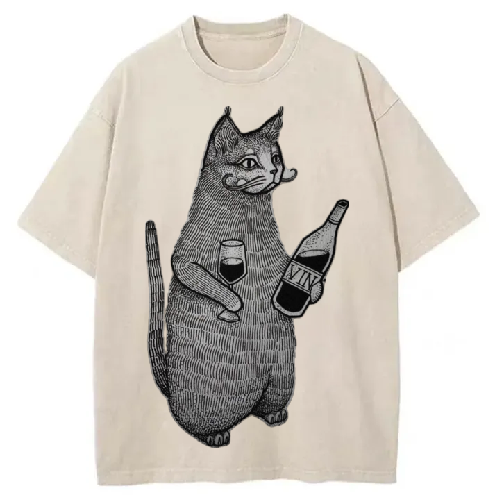 Chillteelab™ | Drunkard Cat Washed T-Shirt