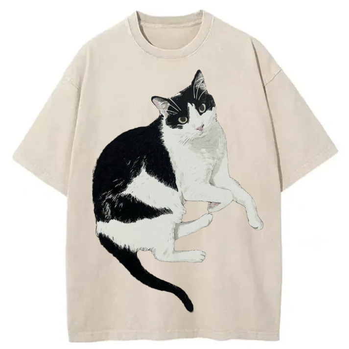 Chillteelab™ | Cute Cat Washed T-Shirt