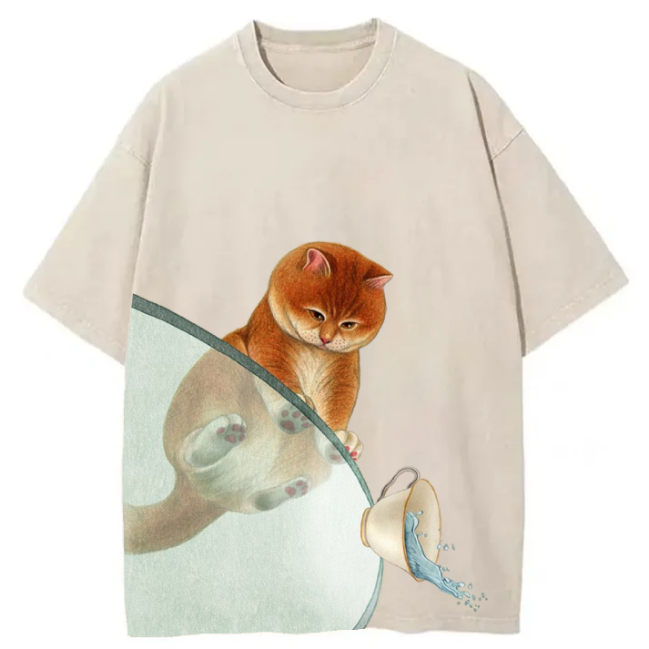 Chillteelab™ | Naughty Cat Washed T-Shirt