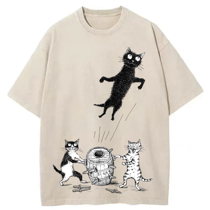 Chillteelab™ | Funny Cats Washed T-Shirt