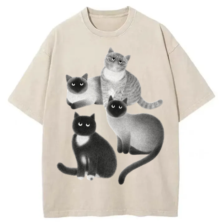 Chillteelab™ | Cute Cats Washed T-Shirt