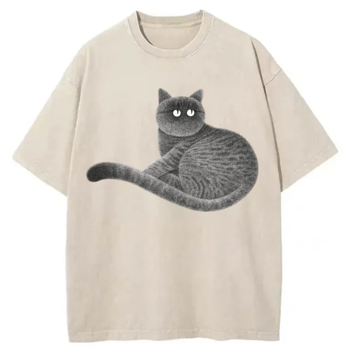 Chillteelab™ | Cute Fat Cat Washed T-Shirt
