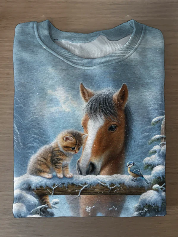 Kitten And Friends Printed Casual Short Sleeve T-Shirt