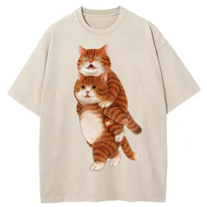 Chillteelab™ | Cat Couple Washed T-Shirt