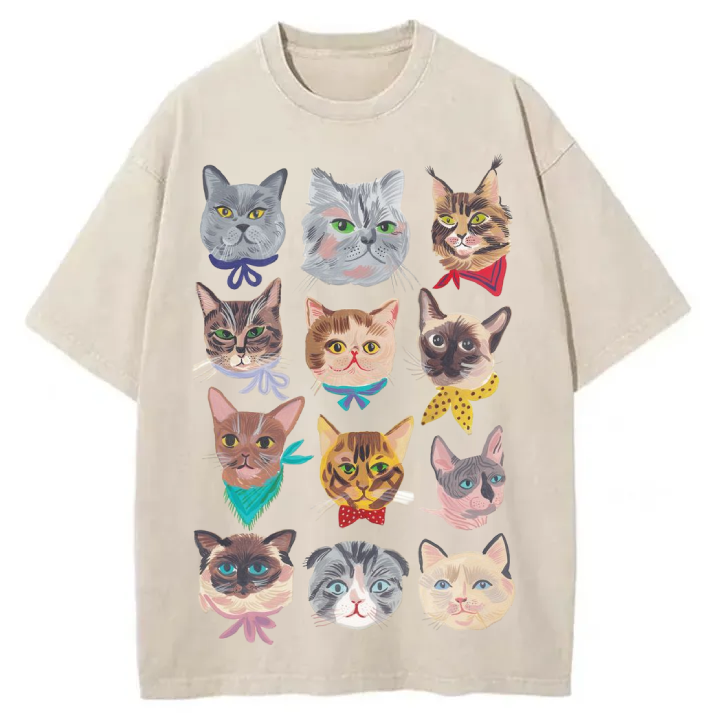 Chillteelab™ | Cute Cats Washed T-Shirt