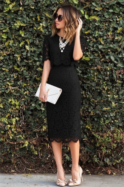 Cute Two-Piece Short-Sleeve Pink Lace Short Homecoming Dress UK Formal Dress