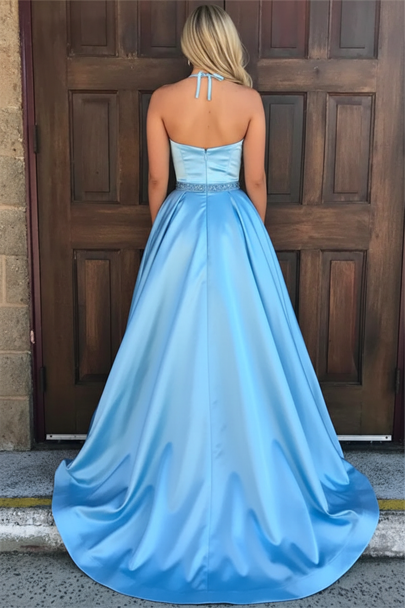 Chic Round Neck Sleeveless A-Line Lace Long Prom Dress UK