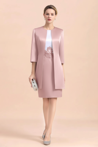 Chic Silve Short Mother Of the Bride Dress Knee-Length Wedding Party Gowns