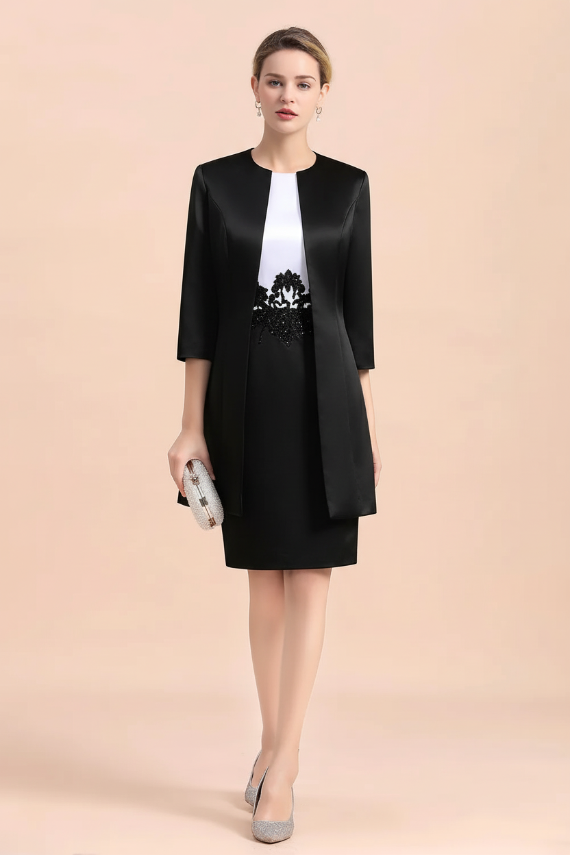 Chic Silve Short Mother Of the Bride Dress Knee-Length Wedding Party Gowns