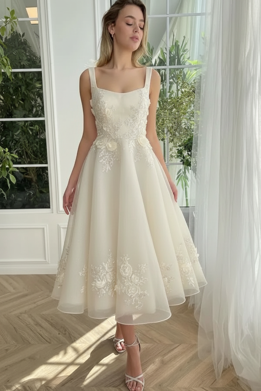 Straps Burgundy Tulle Floral Ankle Length Dress Sleeveless Prom Dress